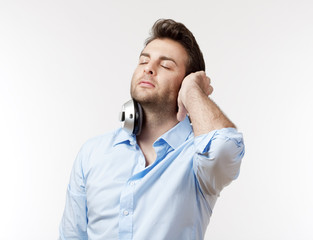 man with earphones