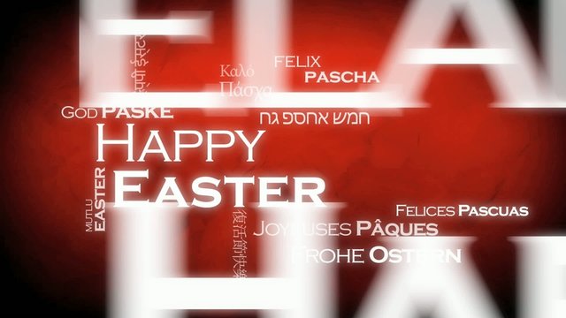 Happy easter tag cloud animation international language