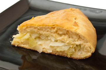 Fresh-baked traditional homemade cabbage pie.