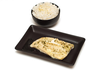 Baked fish fillet and rice
