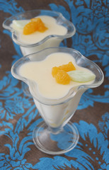 Dessert of yogurt and pineapple