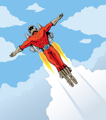 Flying man with rocket pack!