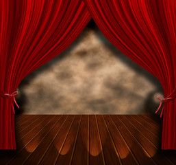 red theather open curtain