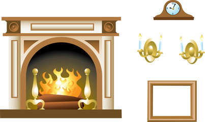 Fireplace Mantel & Props