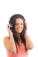 Naklejka premium woman listening to music