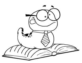 Outlined Worm on a Book