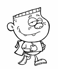 Outlined Walking School Boy