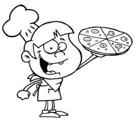 Outlined Pizza Boy