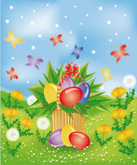Obraz na płótnie Canvas Easter basket , vector illustration