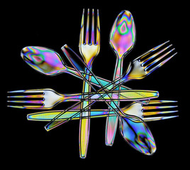 Plastic Fork and spoon Photoelasticity birefringence