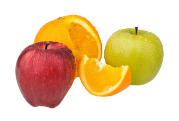 Two apples and orange