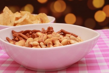 salted crackers and pretzel sticks