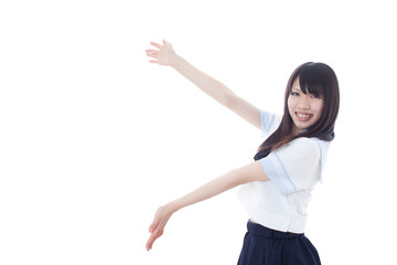 案内する女子学生