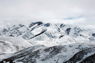 Landscape of snowy mountains
