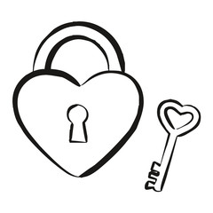 Vector illustration heart love key