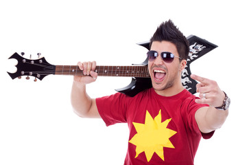 attractive male guitarist