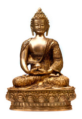 Buddha in meditation isolated over a white background