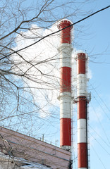 From pipes there is smoke.