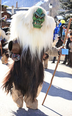 Traditional Tschaggatta costume at the Carnival in Wiler