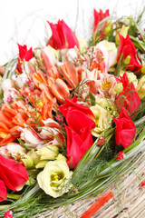 beautiful flowers in the basket