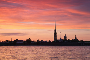 Fototapeta premium Peter and Paul Fortress during sunset, St. Petersburg, Russia