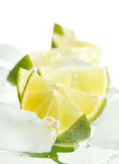 limes and ice cubes