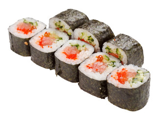 sushi on the white