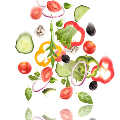 Falling fresh vegetable