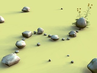 The rocky path 3D illustration