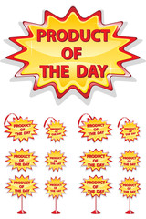 set of red and yellow sale icons isolated on white - product of