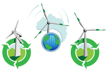 Icons of windmill turbines for environmentally clean power © mmg1design