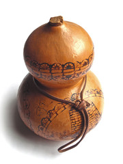 Wooden brown Hand Made Flask; ethnic object