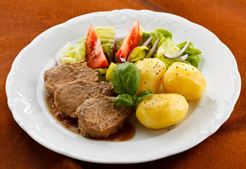 Roasted meat and vegetables