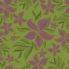 Vector Seamless floral pattern with lilly flower