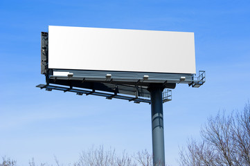 Blank big billboard over blue sky, put your own text here