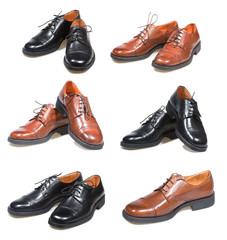 set with male leather shoes