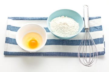 Egg, flour and whisk