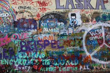 Printed kitchen splashbacks Graffiti John Lennon Wand Prag