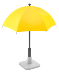 Yellow ubrella isolated on white background