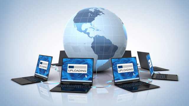 Global uploading 3d animation