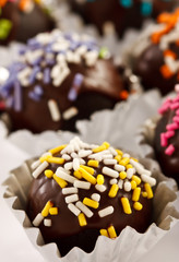 Colorful chocolate dessert decoration