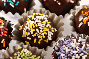 Colorful chocolate dessert decoration