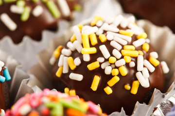 Colorful chocolate dessert decoration