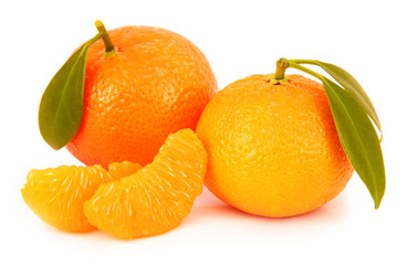 Tangerine and orange isolated on white