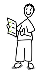 Jeune avec feuille de résultats positifs