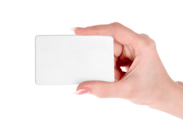 Fototapeta premium Hand and card isolated on white