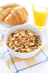 Croissants and cereal for breakfast