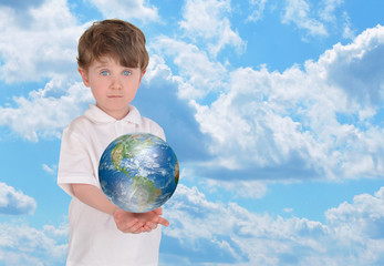 Young Boy Holding Earth and Sky