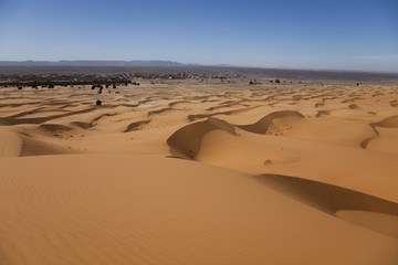 Sand Desert with Dunes in Marocco, merzouga