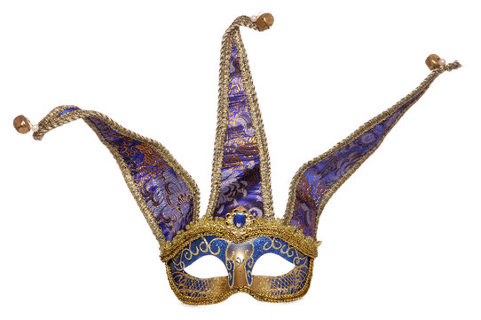 Blue Jester Masquerade Mask